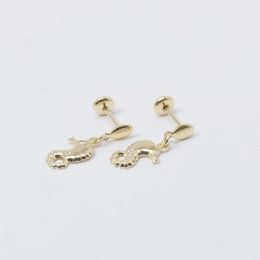 SEAHORSE EARRING WITH GOLD PLATED HOOP