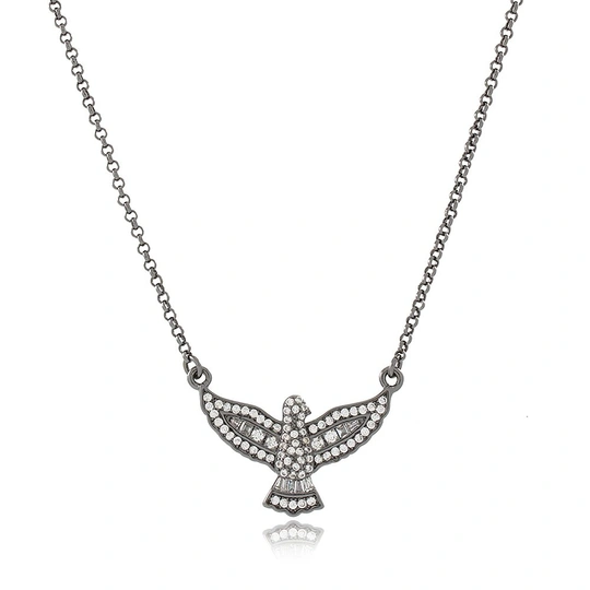 Holy Spirit Necklace with Micro Zirconia in Rodio Branco