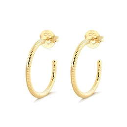 LARGE TEXTURED HALF HOOP EARRING WITH GOLD PLATED