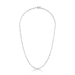 Necklace with white rectangular crystals bathed to rhodium