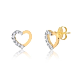 HEART EARRING WITH GOLD PLATED ZIRCONIA STONES