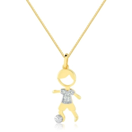 BOY PENDANT WITH GOLD PLATED ZIRCONIA STONE